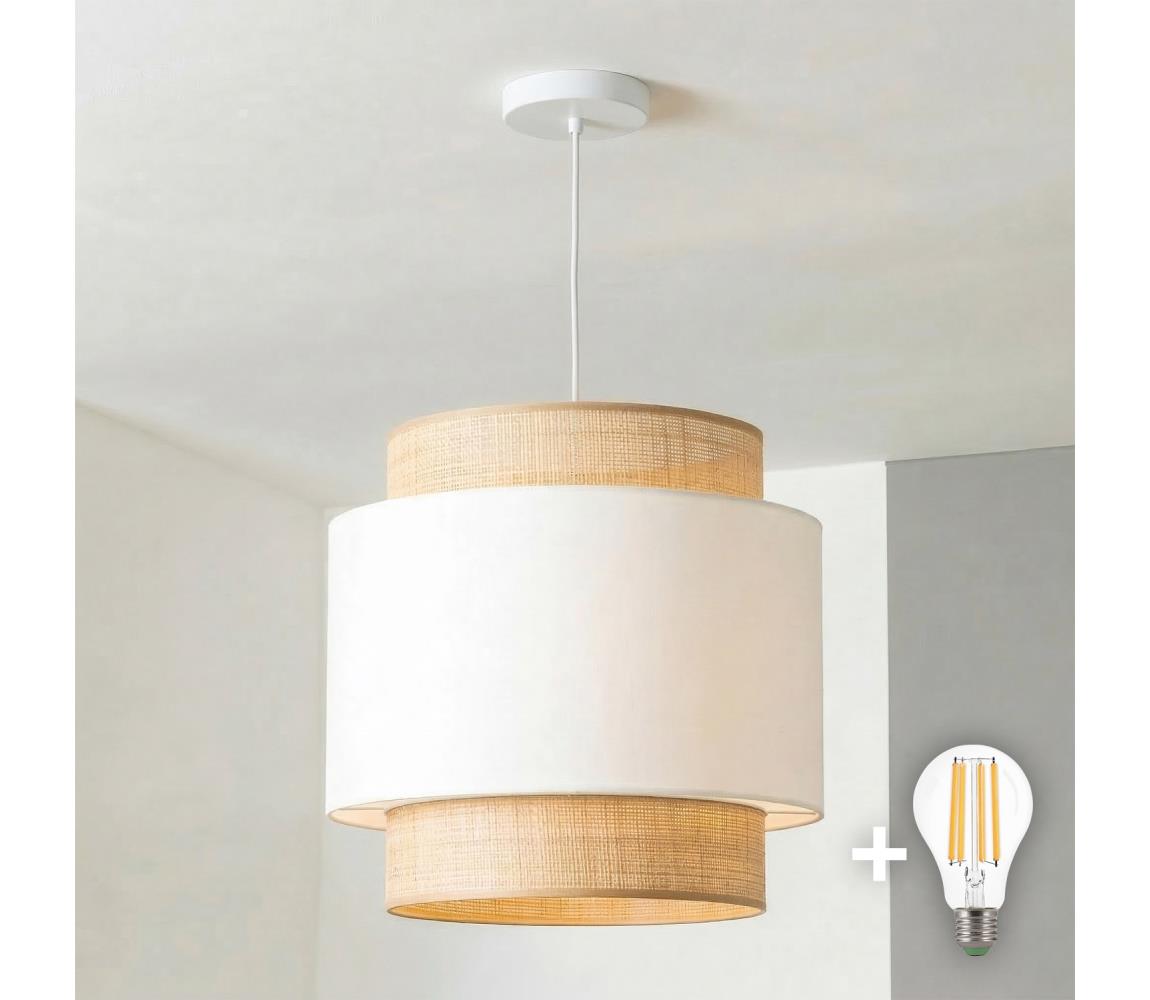 Brilagi - LED Żyrandol na lince CERIA 1xE27/40W/230V o średnicy 30 cm beżowy/biały