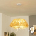 Brilagi - LED żyrandol na lince CERIA BOHO 1xE27/40W/230V śr. 40 cm z rafii