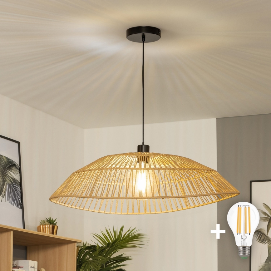 Brilagi - LED żyrandol na lince CERIA BOHO 1xE27/40W/230V śr. 70 cm brązowy