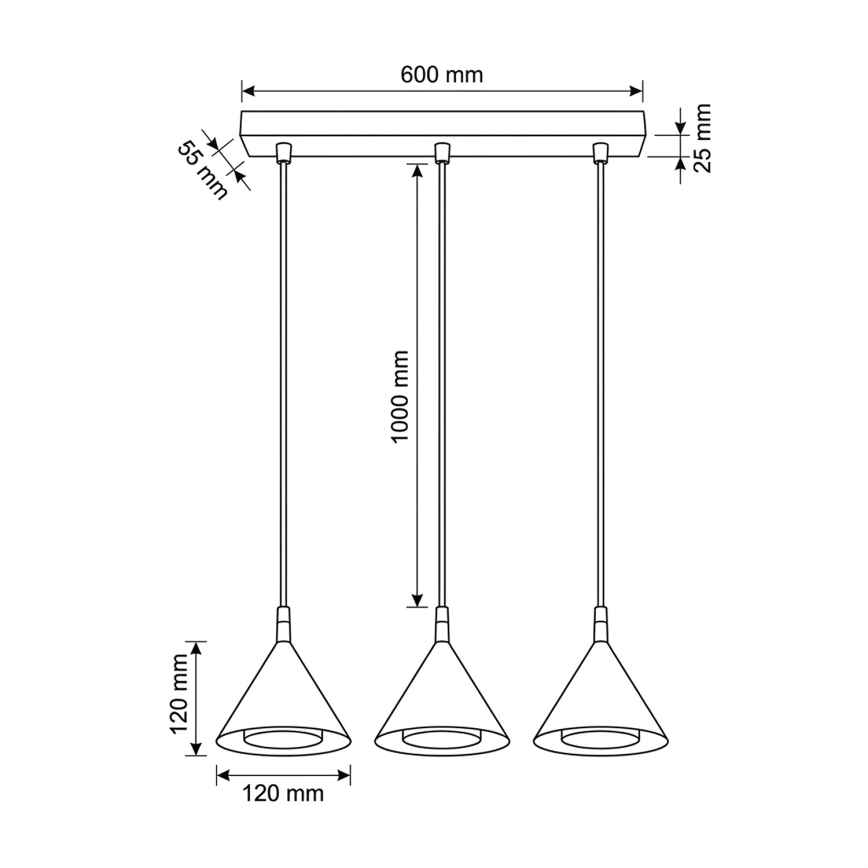 BRILAGI - LED Żyrandol na lince CONE TRIPLE 3xGX53/15W/230V czarny