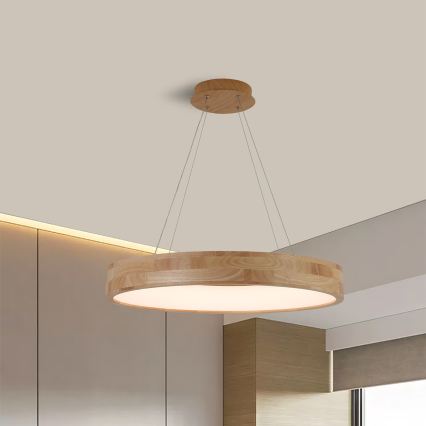 Brilagi - Drewniana lampa LED wisząca na lince FALCON WOOD LED/40W/230V 3000/4000/6000K śr. 60 cm