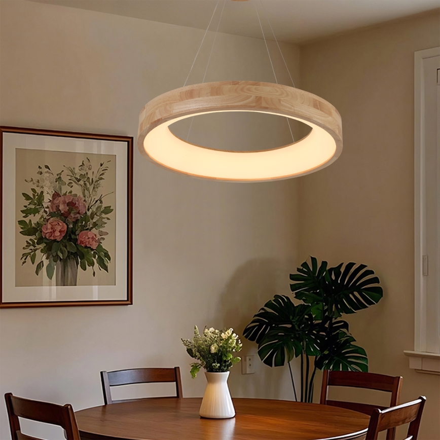 Brilagi - Drewniana lampa LED wisząca na lince FALCON WOOD LED/40W/230V 3000/4000/6000K śr. 60 cm
