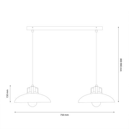 Brilagi - LED Żyrandol na lince FLAMENGO 2xE27/60W/230V zielony