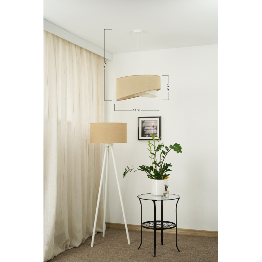 Brilagi - LED Żyrandol na lince LYRA 1xE27/15W/230V beżowy/kremowy