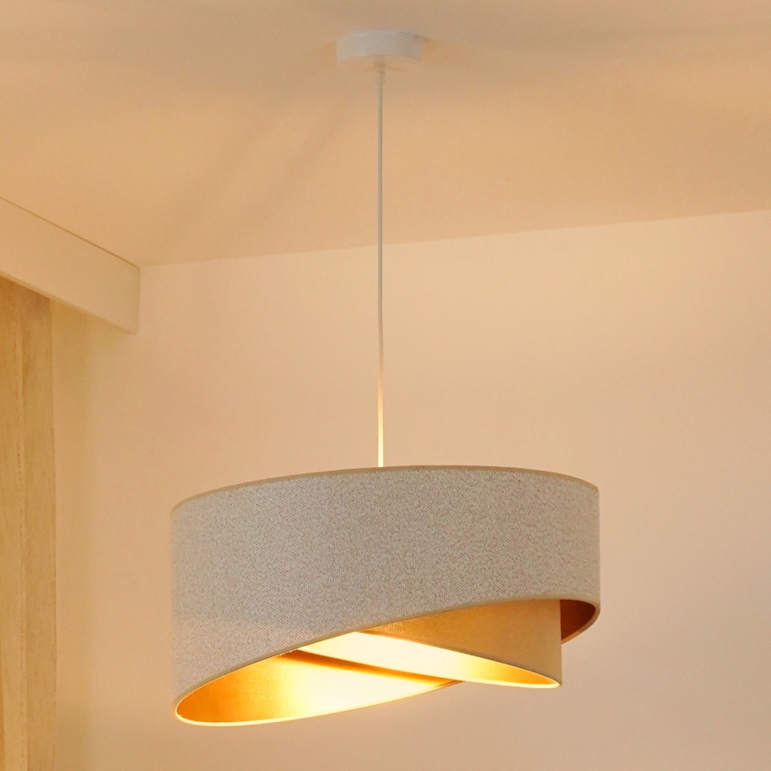 Brilagi - LED Żyrandol na lince LYRA 1xE27/15W/230V biały/beżowy/złoty