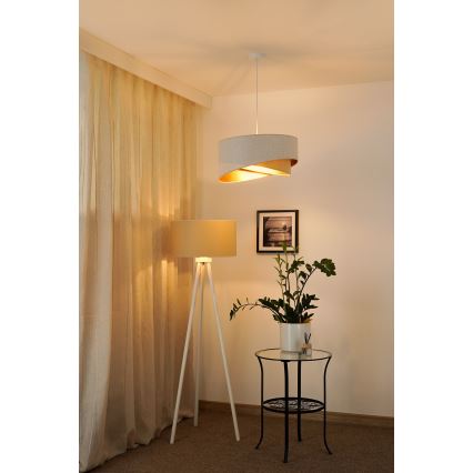 Brilagi - LED Żyrandol na lince LYRA 1xE27/15W/230V biały/beżowy/złoty