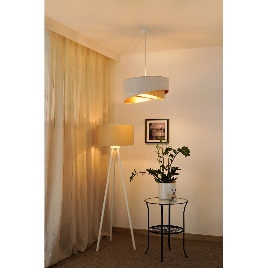Brilagi - LED Żyrandol na lince LYRA 1xE27/15W/230V biały/beżowy/złoty