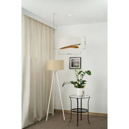Brilagi - LED Żyrandol na lince LYRA 1xE27/15W/230V biały/beżowy/złoty