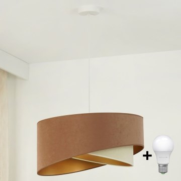 Brilagi - LED Żyrandol na lince LYRA 1xE27/15W/230V brązowy/kremowy/złoty