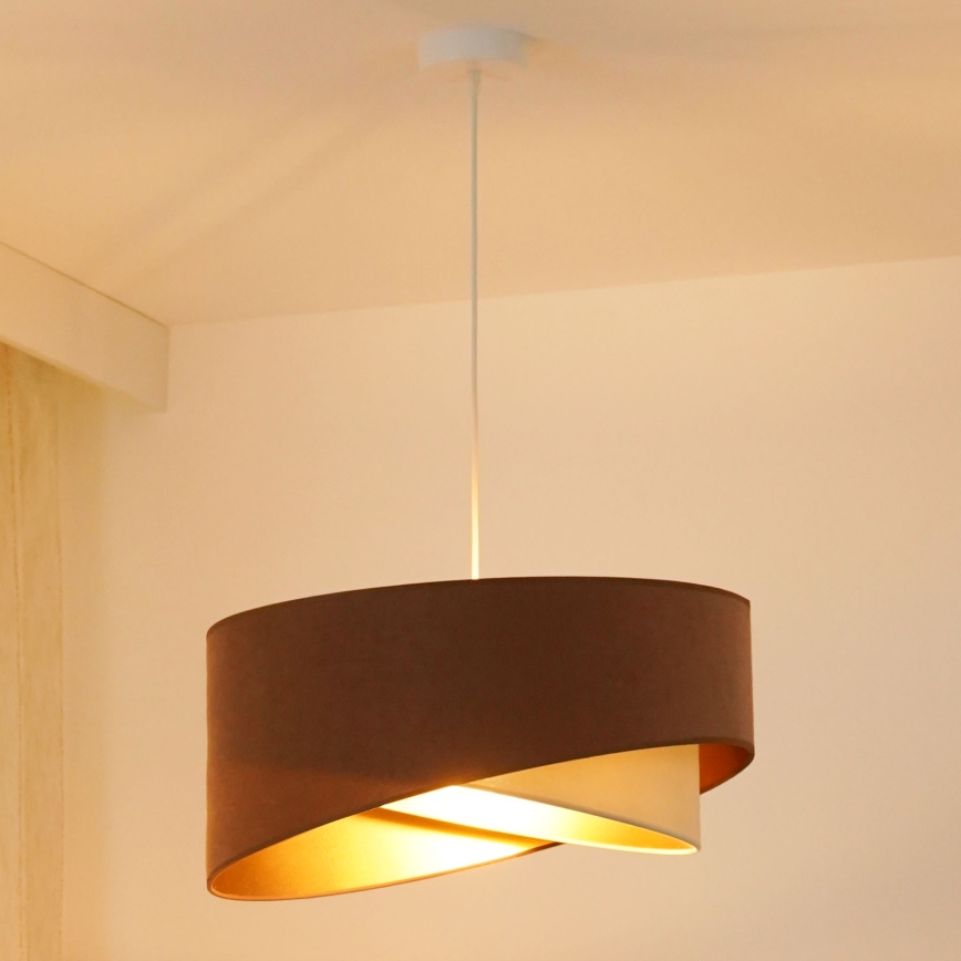 Brilagi - LED Żyrandol na lince LYRA 1xE27/15W/230V brązowy/kremowy/złoty
