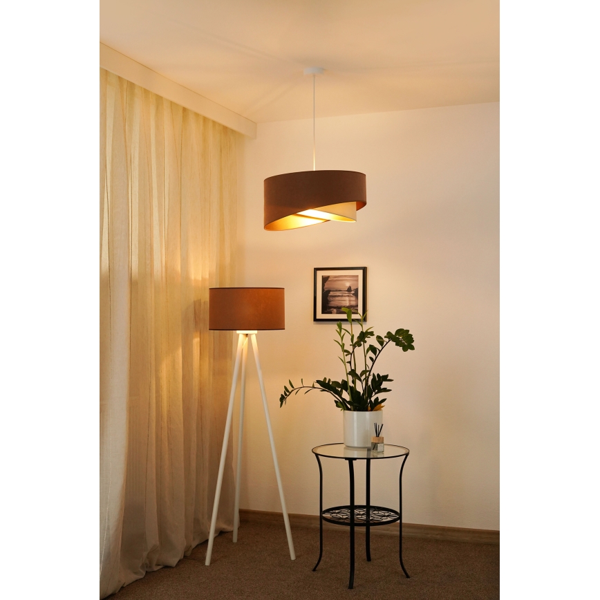 Brilagi - LED Żyrandol na lince LYRA 1xE27/15W/230V brązowy/kremowy/złoty