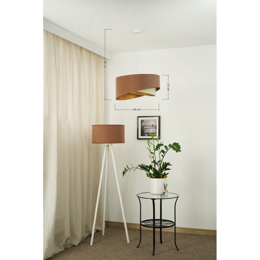 Brilagi - LED Żyrandol na lince LYRA 1xE27/15W/230V brązowy/kremowy/złoty