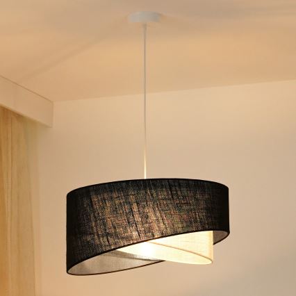 Brilagi - LED Żyrandol na lince LYRA 1xE27/15W/230V czarny/kremowy