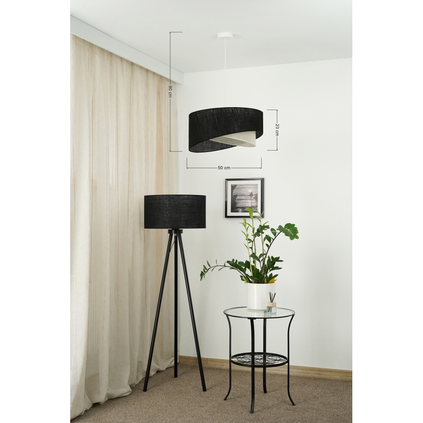Brilagi - LED Żyrandol na lince LYRA 1xE27/15W/230V czarny/kremowy