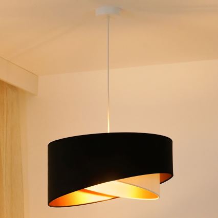 Brilagi - LED Żyrandol na lince LYRA 1xE27/15W/230V czarny/kremowy/złoty