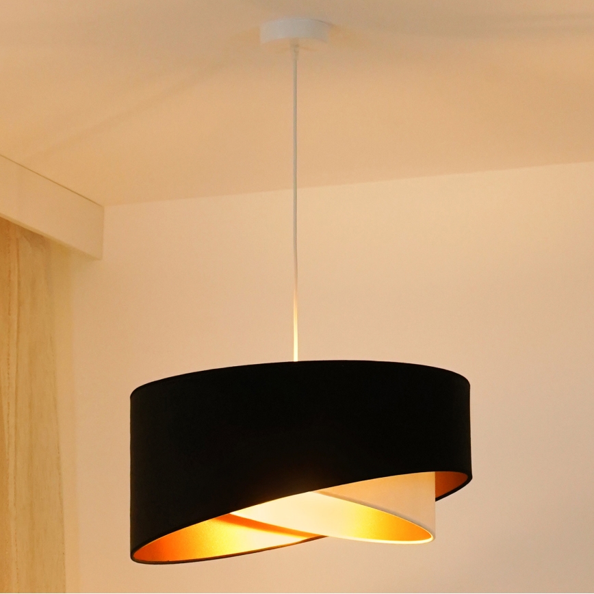 Brilagi - LED Żyrandol na lince LYRA 1xE27/15W/230V czarny/kremowy/złoty