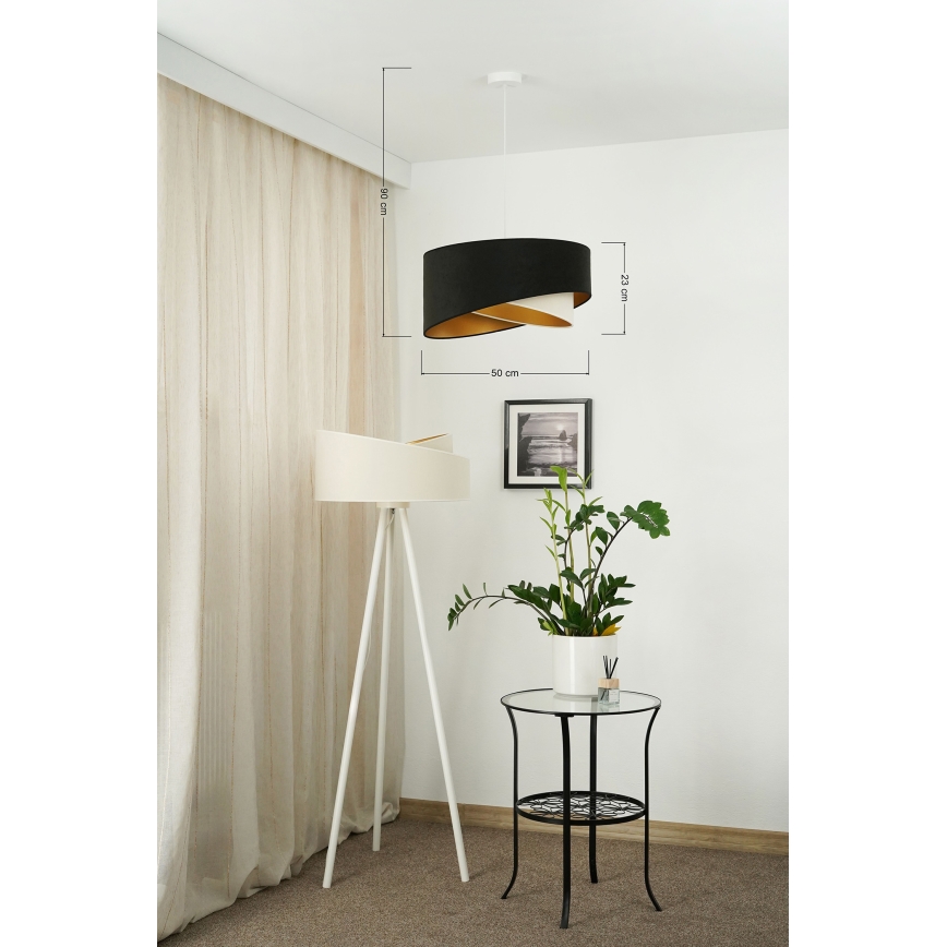 Brilagi - LED Żyrandol na lince LYRA 1xE27/15W/230V czarny/kremowy/złoty