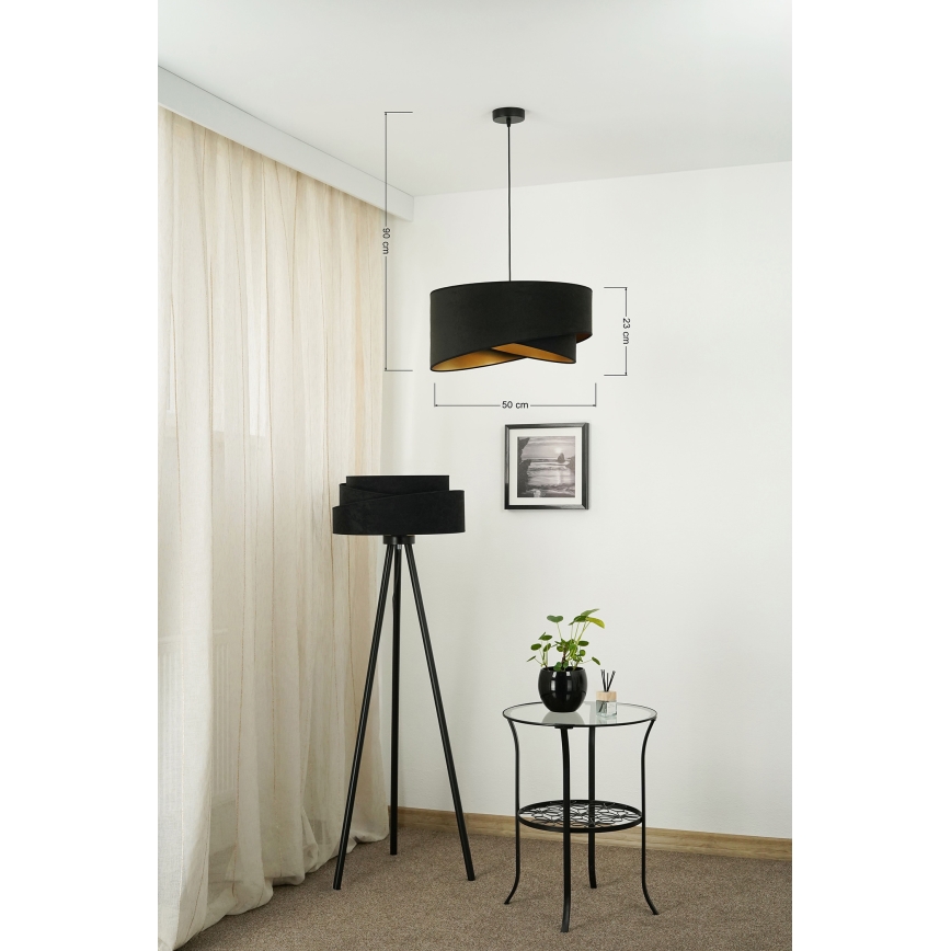 Brilagi - LED Żyrandol na lince LYRA 1xE27/15W/230V czarny/złoty