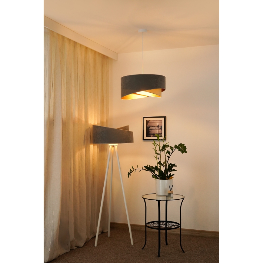 Brilagi - LED Żyrandol na lince LYRA 1xE27/15W/230V szary/beżowy/złoty