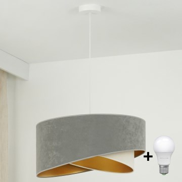 Brilagi - LED Żyrandol na lince LYRA 1xE27/15W/230V szary/kremowy/złoty