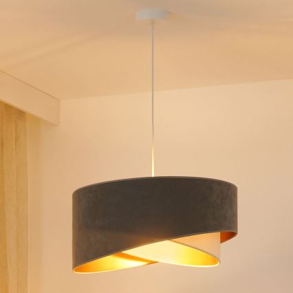 Brilagi - LED Żyrandol na lince LYRA 1xE27/15W/230V szary/kremowy/złoty