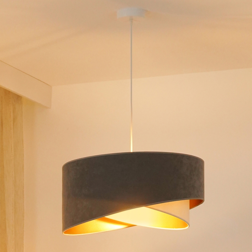 Brilagi - LED Żyrandol na lince LYRA 1xE27/15W/230V szary/kremowy/złoty