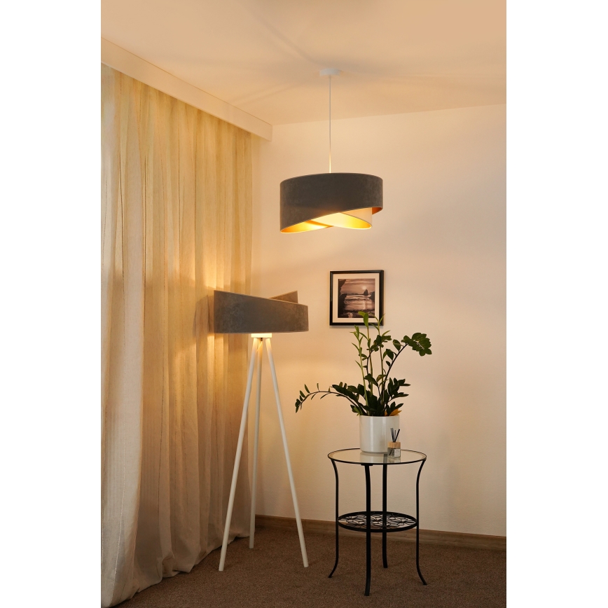 Brilagi - LED Żyrandol na lince LYRA 1xE27/15W/230V szary/kremowy/złoty