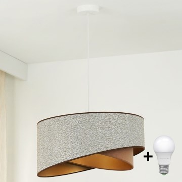 Brilagi - LED Żyrandol na lince LYRA 1xE27/15W/230V szary/kremowy/złoty