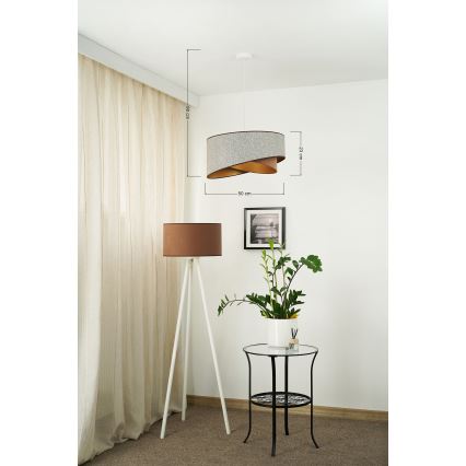 Brilagi - LED Żyrandol na lince LYRA 1xE27/15W/230V szary/kremowy/złoty