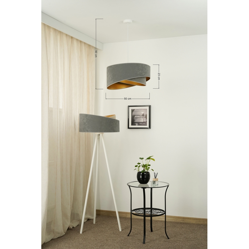 Brilagi - LED Żyrandol na lince LYRA 1xE27/15W/230V szary/złoty