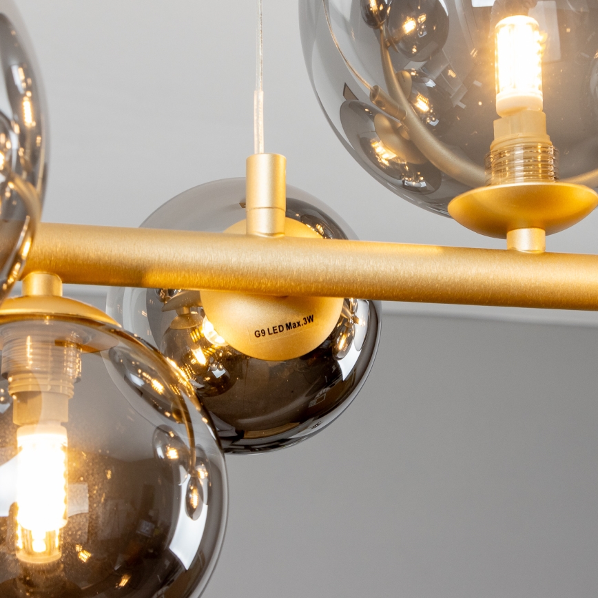 Brilagi - LED Żyrandol na lince MILLA 10xG9/3W/230V złoty/przydymiony