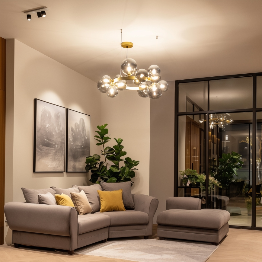 Brilagi - LED Żyrandol na lince MILLA 15xG9/3W/230V złoty/przydymiony