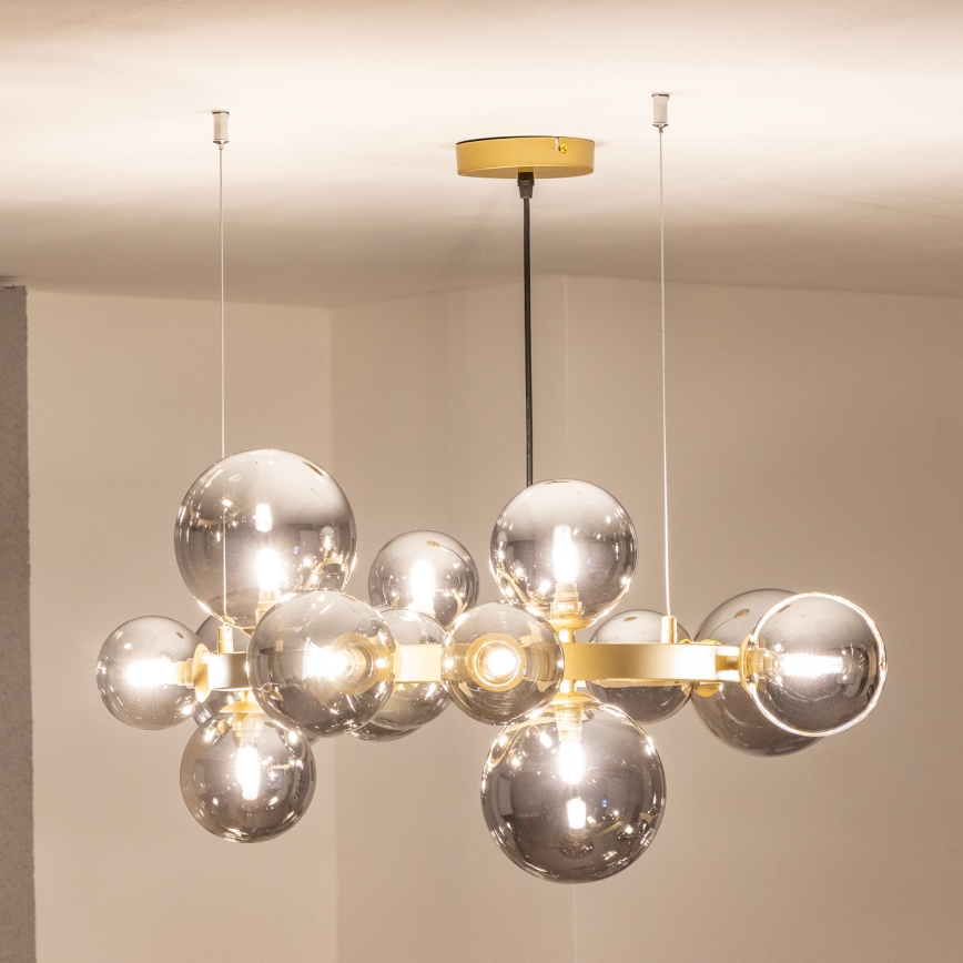 Brilagi - LED Żyrandol na lince MILLA 15xG9/3W/230V złoty/przydymiony