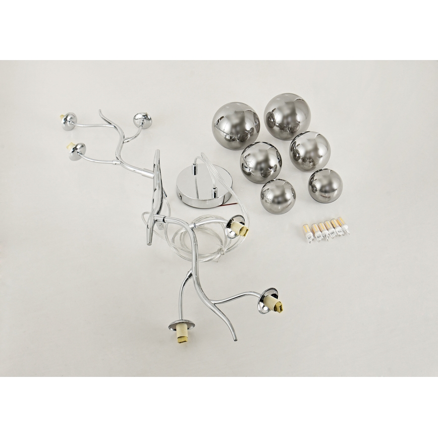 Brilagi - LED Żyrandol na lince MISTEL 6xG9/3W/230V chrom błyszczący/dym