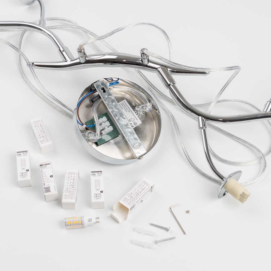 Brilagi - LED Żyrandol na lince MISTEL 6xG9/3W/230V chrom błyszczący/dym