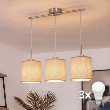 Brilagi - LED żyrandol na lince NUBILA 3xE27/60W/230V jasnobrązowy