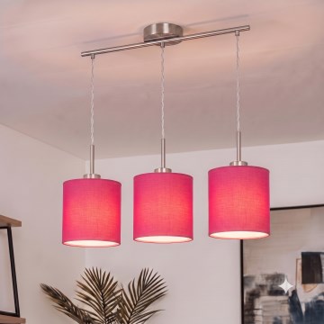 Brilagi - LED žyrandol na lince NUBILA 3xE27/60W/230V różowy