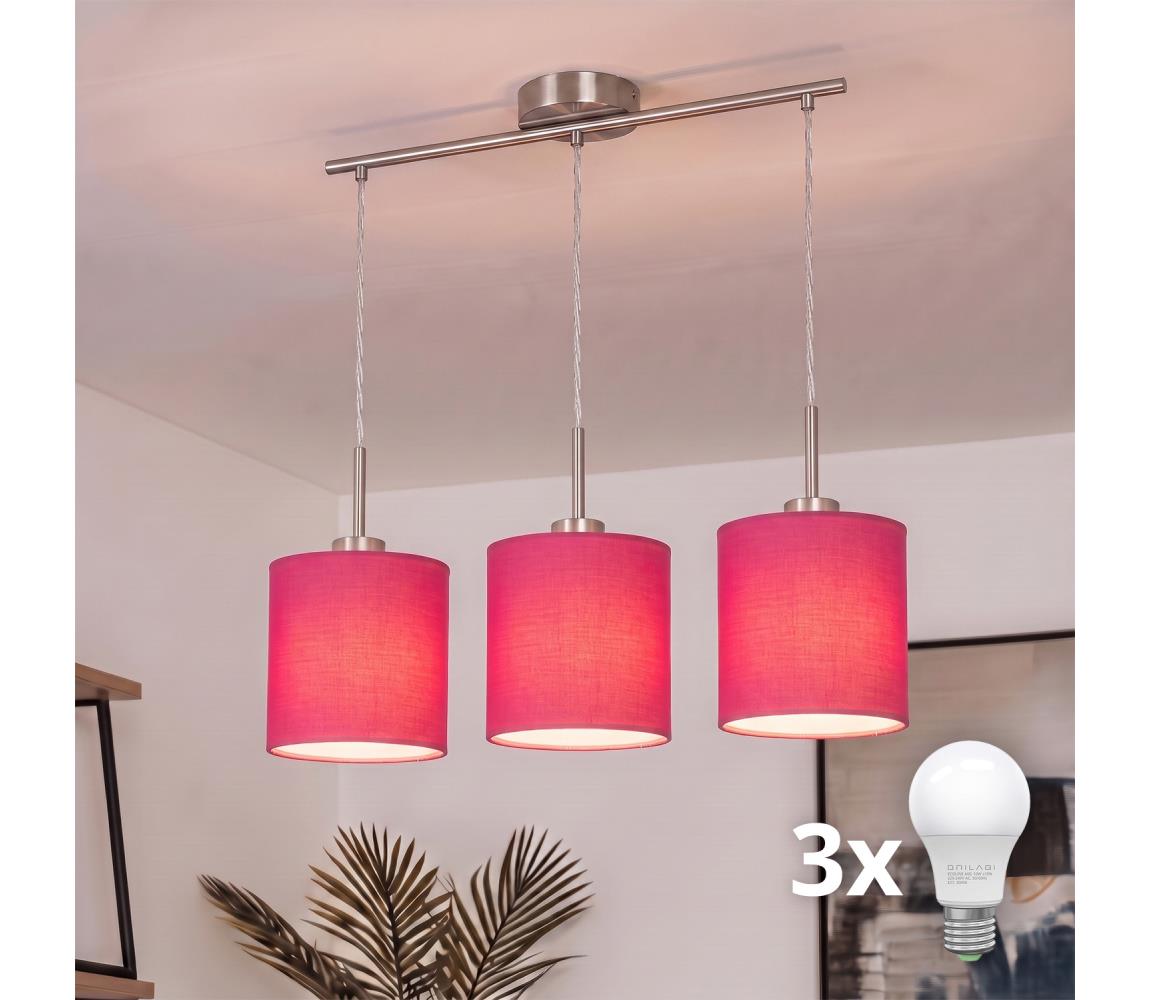 Brilagi - LED žyrandol na lince NUBILA 3xE27/60W/230V różowy