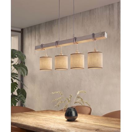 Brilagi - LED żyrandol na lince NUBILA 4xE27/60W/230V szary/brązowy
