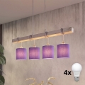 Brilagi - LED żyrandol na lince NUBILA 4xE27/60W/230V szary/fioletowy