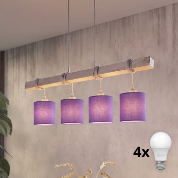 Brilagi - LED żyrandol na lince NUBILA 4xE27/60W/230V szary/fioletowy