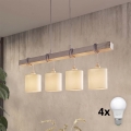 Brilagi - LED żyrandol na lince NUBILA 4xE27/60W/230V szary/kremowy