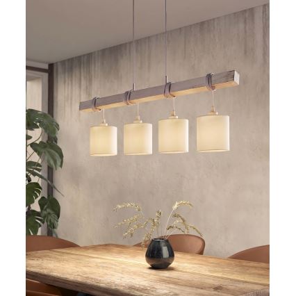 Brilagi - LED żyrandol na lince NUBILA 4xE27/60W/230V szary/kremowy