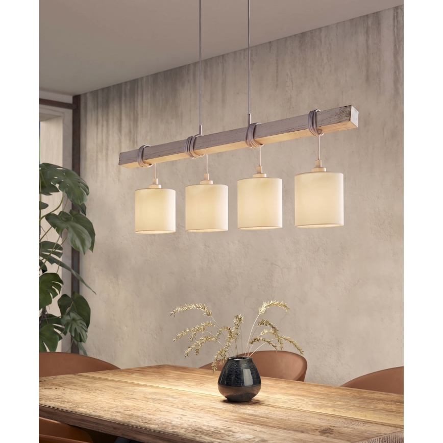 Brilagi - LED żyrandol na lince NUBILA 4xE27/60W/230V szary/kremowy