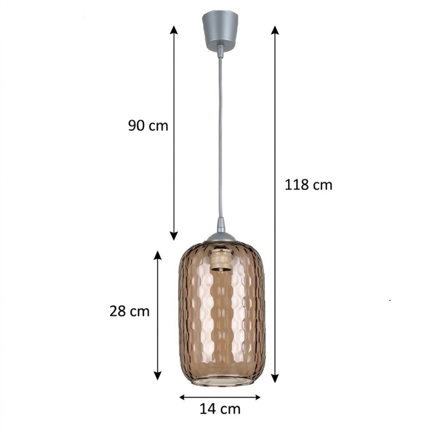 BRILAGI - Lampa wisząca LED na przewodzie RETRO GLASS 1xE27/60W/230V śr. 14 cm srebrny/dymny brąz