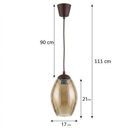 Brilagi - Lampa LED wisząca na lince RETRO GLASS 1xE27/60W/230V Ø 17 cm brązowy/dymny beż