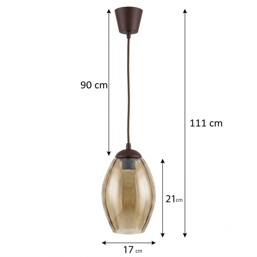 Brilagi - Lampa LED wisząca na lince RETRO GLASS 1xE27/60W/230V Ø 17 cm brązowy/dymny beż