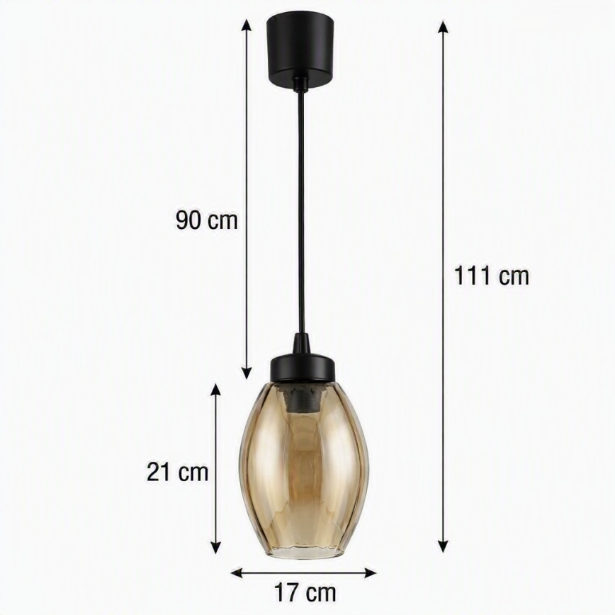 Brilagi - Lampa wisząca LED na przewodzie RETRO GLASS 1xE27/60W/230V Ø 17 cm czarny/przydymiony beżowy
