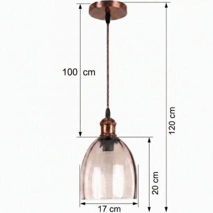 Brilagi - Lampa wisząca LED na lince RETRO GLASS 1xE27/60W/230V, śr. 17 cm, miedziana/dymno-beżowa