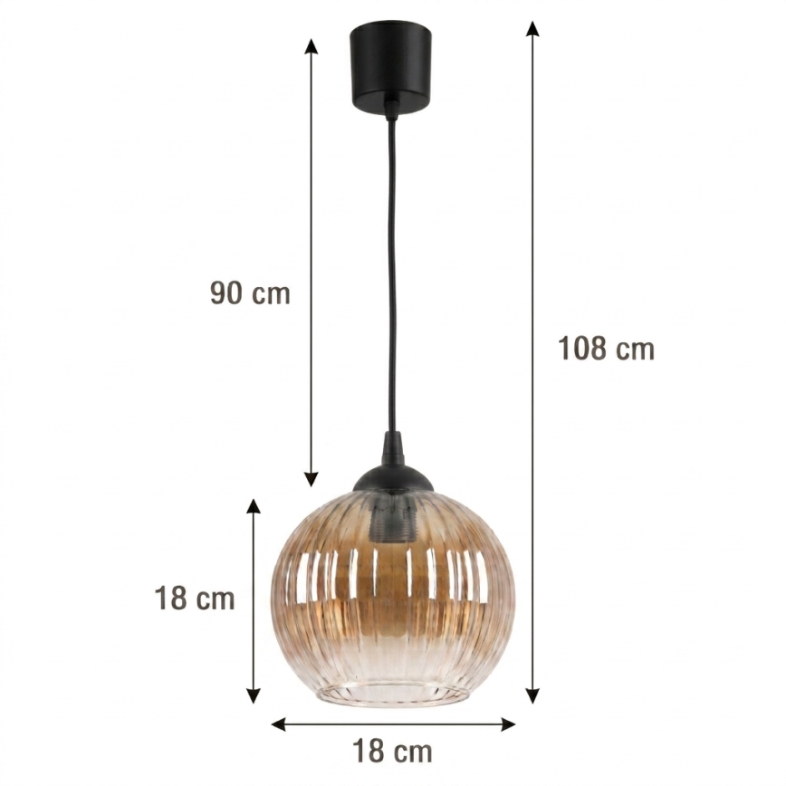 Brilagi - Lampa wisząca LED na lince RETRO GLASS 1xE27/60W/230V śr. 18 cm czarny/przydymiony brąz